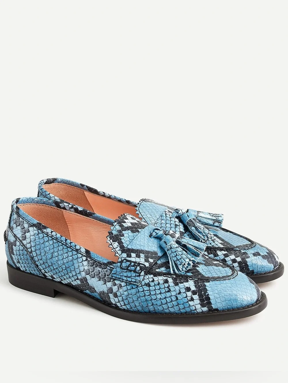 J. Crew Snake Embossed Academy Loafers with Tassels. Size 9. New.